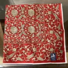 【新品】源右衛門collection 赤 花柄 ハンカチ 約50cm