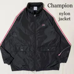 Champion チャンピオン 刺繍ロゴ ナイロンジャケット ビッグポケット 黒