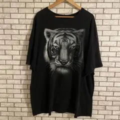 アニマルプリントTシャツ 3XL ブラック 虎柄 古着 ヴィンテージ 90s