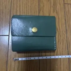 ハンドメイド 本革 財布 グリーン 三つ折り