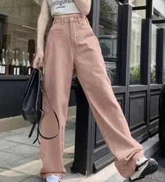 【4月まで限定セール】ハイウエストワイドレッグデニム