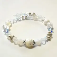 チェコとスワロのハンドメイド ホワイト系 ブレスレット マザーオブパール 水晶