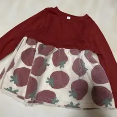 いちご柄 リブ ロンT 90