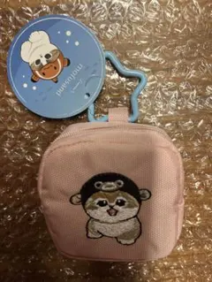 モフサンド　カラビナつき刺繍スクエアミニポーチ