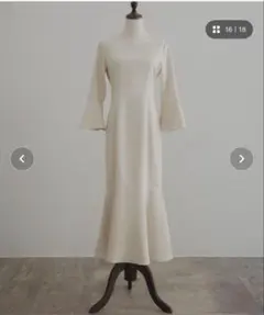 CENEA セネア　ボートネックフレアスリーブマーメイドワンピース