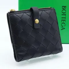 【極美品】BOTTEGA VENETA イントレチャート 二つ折り財布 黒