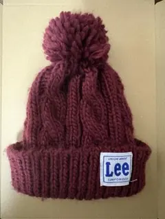 lee ニット帽　ポンポン　ボルドー