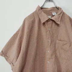 usa古着 VAN HEUSEN　半袖ボタンシャツ2XL　オレンジライトブルー