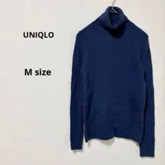 UNIQLO エクストラファインメリノリブタートルネックセーター　M ネイビー