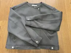 ノーカラージャケット グレー スウェット素材のサムネイル