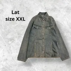 ラット ボタン付きシャツ ブルー デニム 日本 ボタン、ポケット付 a3887