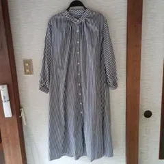 ストライプ長袖シャツワンピース