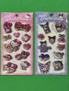 正規品　スパンコールパーティーシール　ハローキティヒョウ柄、クロミセット