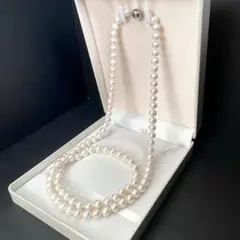 華やか✨本真珠 ロングパールネックレス マルチカラー クローバー 2連