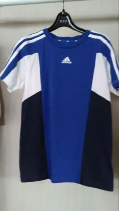adidas 青 黒 ストライプ Tシャツ
