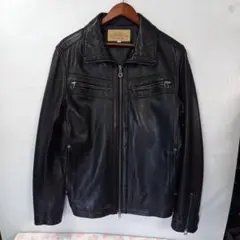 週末セール！AVIREX ブラック レザー 羊革ジャケット Lサイズ