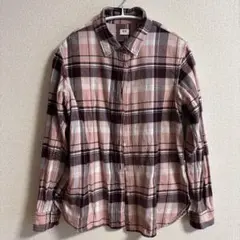 UNIQLO ユニクロ ピンク系チェック柄長袖シャツ
