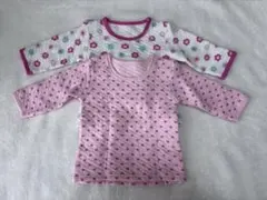 厚手肌着　2枚セット　花柄長袖シャツ ~95cm