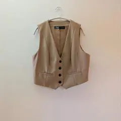 新品 ZARA　ザラ　ベスト　ベージュ　Ｌ