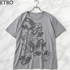 美品✨エトロ ペイズリー ビーズ装飾 半袖Tシャツ グレー XS イタリア製のサムネイル