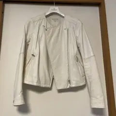 ホワイト レザー ライダースジャケット