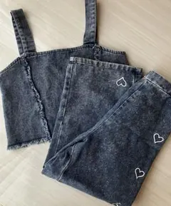 しまむら Lily Chuu 140 デニム ビスチェ パンツ セットアップ