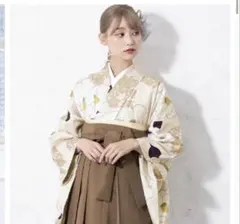 袴3点と着付小物、ブーツ全てセット小学校卒業式ベージュ 140〜150 美 