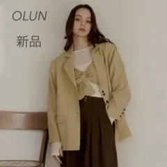 新品きりまる　OLUN リネンブレンドテーラードジャケット Mサイズ ベージュ