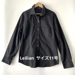 【訳あり】Leilian 長袖シャツ 黒　日本製 M 11号(〜6/16まで)のサムネイル