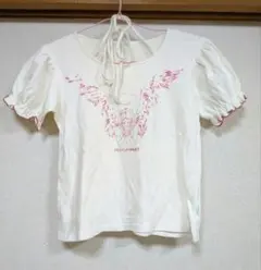 PUTUMAYO 天使プリント 半袖首元リボン付きフリルTシャツ レア品y2kのサムネイル