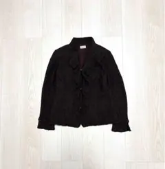 フリルジャケット デザインジャケット 42 ブラウン 日本製 vintage