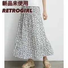 RETROGIRL レトロガール 楊柳プリーツスカート ホワイト 白 花柄