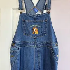プーさん　サロペット　ヴィンテージ サロペット クマのプーさんデニムオーバーオール レトロ デニム