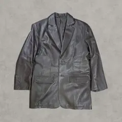 本革 ラムレザー BLACK LEDER テーラードジャケット 黒 L 羊革