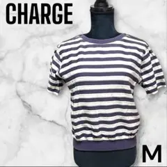 美品【CHARGE】Ｍ ストライプ柄半袖Tシャツ 綿100％のサムネイル
