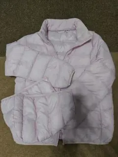 薄いピンクの中綿コート（ユニクロ）