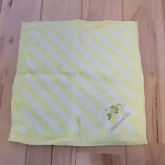 アフタヌーンティーレモン刺繍 イエロー ストライプタオルハンカチ