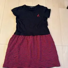 半袖ワンピース 黒と赤のストライプ アニエスベー　8 ans