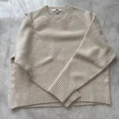 ユニクロ UNIQLO スフレヤーンクルーネックセーター ホワイト S 試着のみ