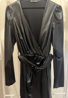 ZARA ブラック レザーワンピース