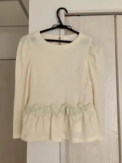 【UNIVERVALMUSE】リボン付きクリーム色長袖トップス