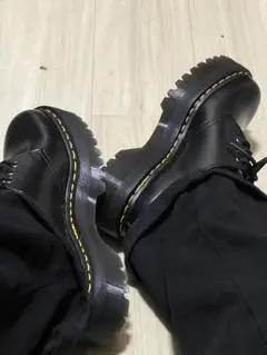 ブラックレースアップブーツ厚底