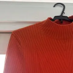 オレンジ リブ編み ハイネック　セーター　h&m