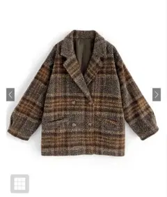 【値下げ中】チェック柄ダブルボタンコート[snk977]