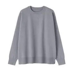 無印良品洗えるミラノリブ編みクルーネックセーター ライトグレーXL