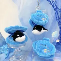 オーシャンファミリー シャチ ぬいぐるみキーホルダー 貝殻 海の生き物
