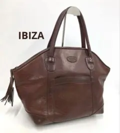IBIZA レザーハンドバッグ ブラウン タッセル付き トートバッグ イビサのサムネイル