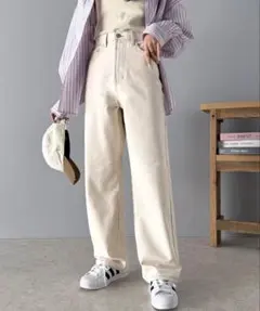 CLASSICAL ELF ハイウエスト ワイド ストレート デニム パンツ