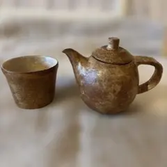 石原稔久　急須と湯呑みセット ブラウン 陶器製　新品　食器