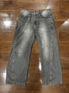 VINTAGE WASHED CURVED DENIM ヴィンテージブラック